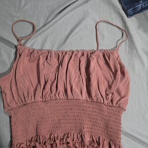 Love Tree Mauve Smocked Crop Top